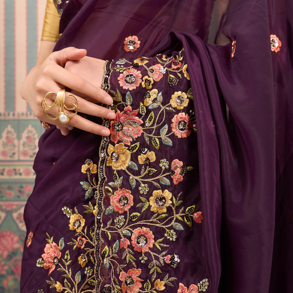 
                  
                    VIOLET CREPE SAREE
                  
                