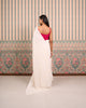 WHITE LUCKNOWI CHIKAN SILK SAREE