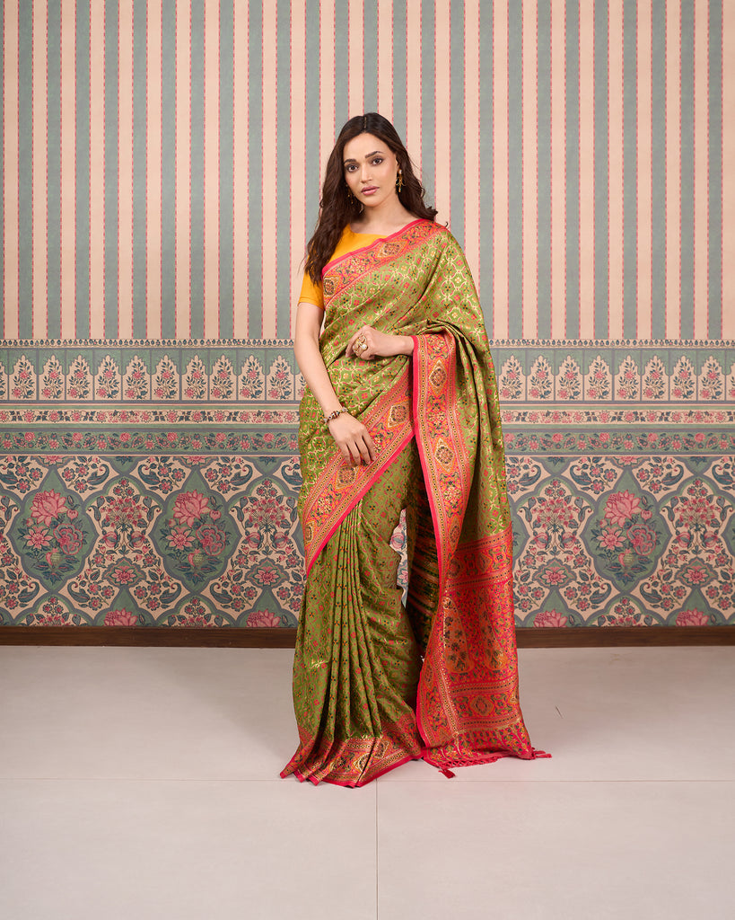 PISTACHIO GREEN BROCADE SAREE
